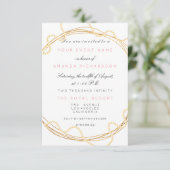 Invitation Marbre nuptial floral Anniversaire Or perles blanc (Debout devant)