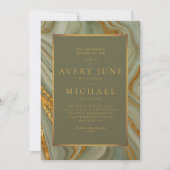 Invitation Marbre Onyx Vert Sauge Avec Or (Devant)