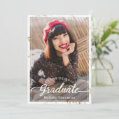 Invitation Marbre Or Blanc 2 Photo Graduation Party (Debout devant)