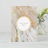 Invitation Marbre or bleu orange agate géométrique ronde (Debout devant)