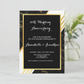 Invitation Marbre or rayures typographie Mariage Anniversaire (Debout devant)