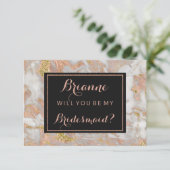 Invitation Marbre Or Rose Moderne Serez-Vous Ma Servante D'Ac (Debout devant)
