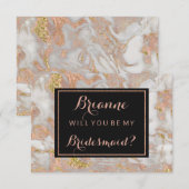 Invitation Marbre Or Rose Moderne Serez-Vous Ma Servante D'Ac (Devant / Derrière)