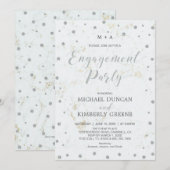 Invitation Marbre & pois | Fête de fiançailles argentée (Devant / Derrière)