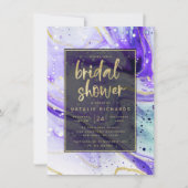 Invitation Marbre pourpre avec éclaboussure d'encre avec Fête (Devant)