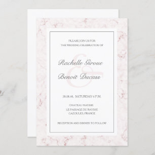 Invitation Marbre rose blanc élégant mariage moderne