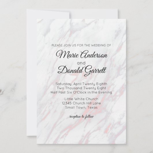 Invitation Marbre rose et gris moderne (Devant)