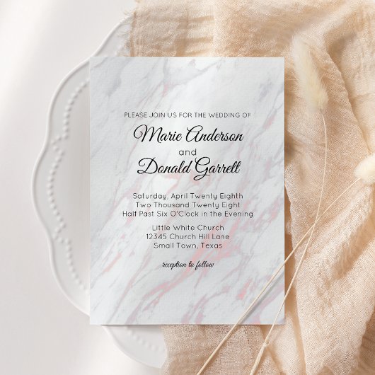 Invitation Marbre rose et gris moderne