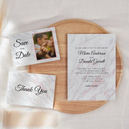 Invitation Marbre rose et gris moderne