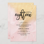 Invitation Marbre rose et or | 18e fête d'anniversaire (Devant / Derrière)