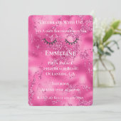 Invitation Marbre rose Fille Parties scintillant noire brilla (Debout devant)