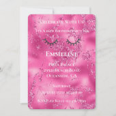 Invitation Marbre rose Fille Parties scintillant noire brilla (Devant)