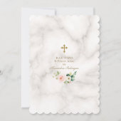 Invitation Marbre rose floral espagnol 1er anniversaire Baptê (Dos)