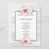 Invitation Marbre rose Floral MARIAGE rustique (Devant)