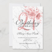 Invitation Marbre Rose Gold Floral 21e anniversaire  (Devant)