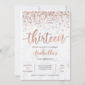 Invitation Marbre Rose Gold Pink 13ème (Devant)