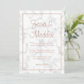 Invitation Marbre Rose Gold Script Moderne Mariage élégant (Debout devant)