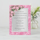 Invitation marbre rose mariage floral avec rose floral argent (Debout devant)