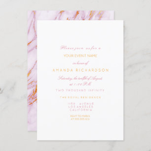 Invitation Marbre rose or fête d'anniversaire Pastel Forma Bl
