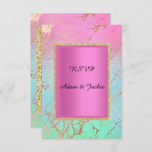 Invitation Marbre rose or pastel ELEGANT CLASSY rsvp (Devant / Derrière)
