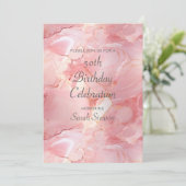 Invitation Marbre rose rose 50e anniversaire (Debout devant)