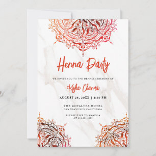 Invitation Marbre Rouge Mandala Mehndi Henna Party