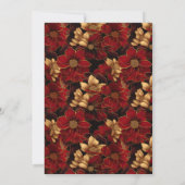Invitation Marbre rouge noir et or Mariage floral (Dos)