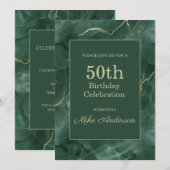 Invitation Marbre sarcelle 50e anniversaire (Devant / Derrière)