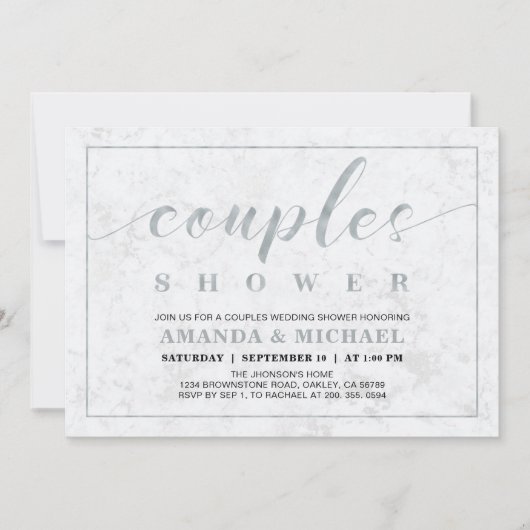 Invitation Marbre | Simple Mariage Moderne des Couples Shower (Devant)