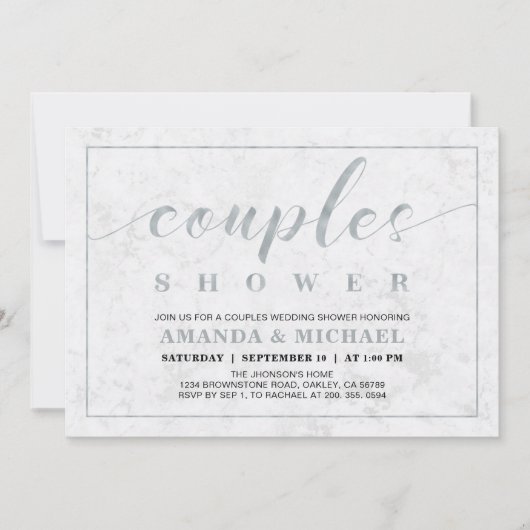 Invitation Marbre | Simple moderne Wedding shower Couples (Devant)