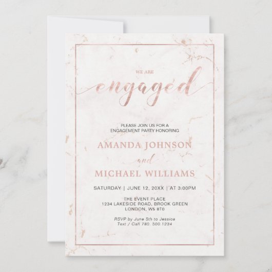 Invitation Marbre | Simple partie d'engagement en typographie (Devant)