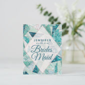 Invitation Marbre turquoise En Mosaïque Serez-Vous Ma Servant (Debout devant)