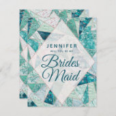 Invitation Marbre turquoise En Mosaïque Serez-Vous Ma Servant (Devant / Derrière)