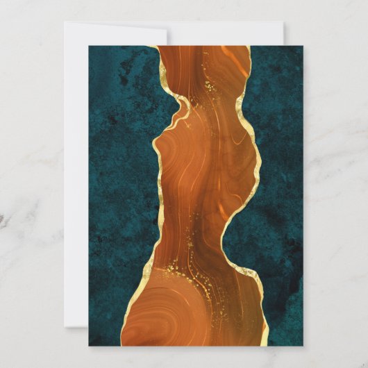 Invitation Marbre turquoise, Orange Brûlé & Or Agate (Dos)