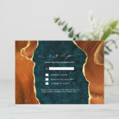 Invitation Marbre turquoise, Orange Brûlé & Or Agate RSVP (Debout devant)
