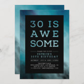 Invitation Marbre Turquoise Typographie moderne 30e fête d'an (Devant / Derrière)