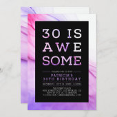 Invitation Marbre | Typographie moderne 30e fête d'anniversai (Devant / Derrière)
