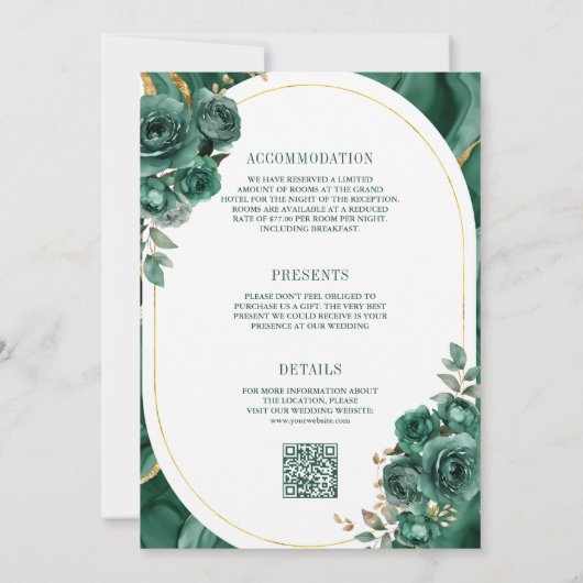 Invitation Marbre vert émeraude tout en un Mariage (Dos)