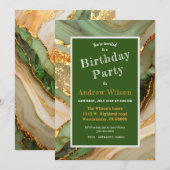 Invitation Marbre Vert Et Or (Devant / Derrière)