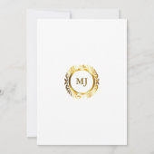 Invitation Marbre vert Gold Laurel Crest & Frame Mariage (Dos)