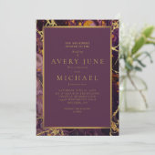 Invitation Marbre Violet Luxueux Prune (Debout devant)