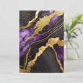 Invitation Marbre Violet Noir avec Or (Debout devant)