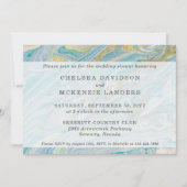 Invitation Marbre Wedding shower Turquoise & Or (Devant)