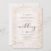 Invitation Marbres modernes en Blush avec Mariage Gold Foil (Devant)