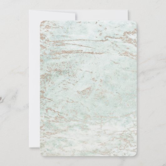 Invitation Marbres modernes en Mint avec Mariage or Rose (Dos)