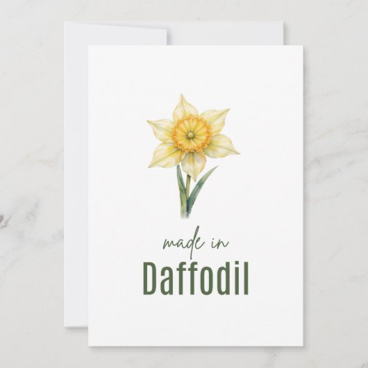 Invitation March Daffodil Birth Flower card Watercolor (Devant)