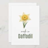 Invitation March Daffodil Birth Flower card Watercolor (Devant / Derrière)
