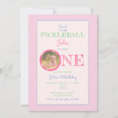 Invitation Marche à pied Pickleball Thème Monnaie rose 1er an (Devant)