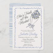 Invitation Marché aux fleurs bleues Floral Douche nuptiale in (Devant / Derrière)