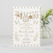 Invitation Marché Boho Bébé Né Local Gingham Shower Bébé (Debout devant)